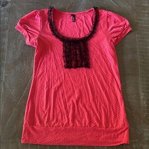 Maurices Red Polka Dot Ruffle Tee